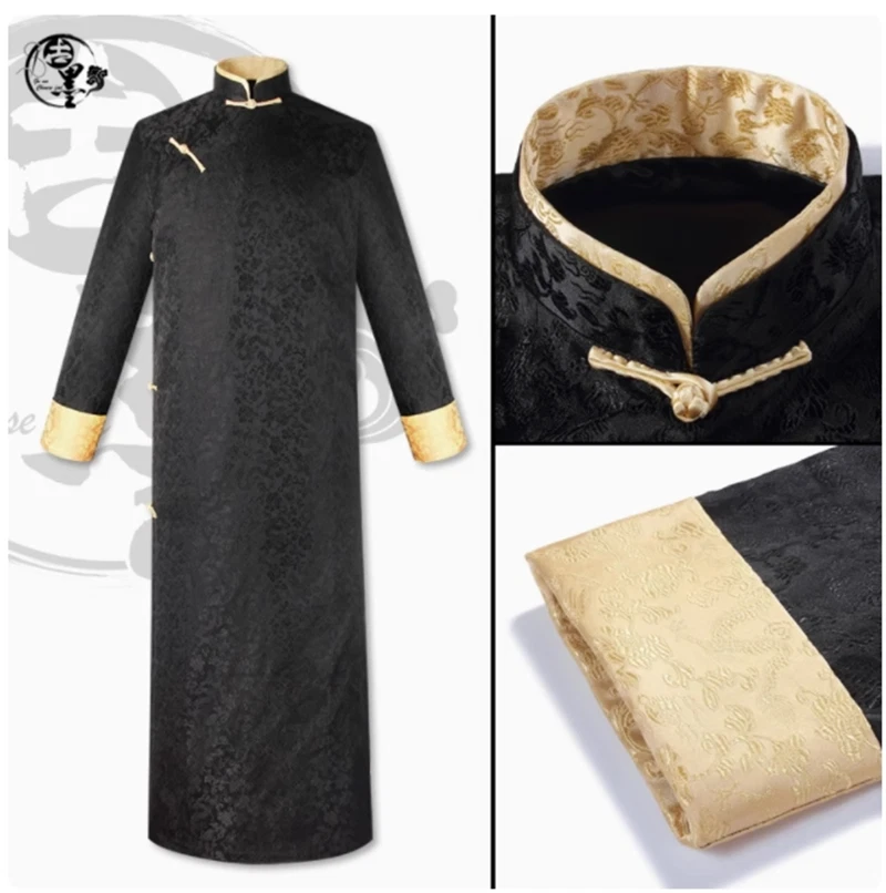 Traditional Chinese Clothing Men Cheongsams Hanfu Long Robes Kung Fu Tang Jacket 07FC0E-D4 - KOEEK