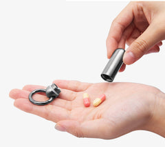 EDC Mini Pure Titanium Waterproof Case Pendant Pill Holder w/ Openable Keyring 07FC0E-D4 - KOEEK