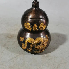 Purple Copper Bagua Dragon Gourd Bottle Feng Shui Wealth Home Decor Figurine 07FC0E-D4 - KOEEK
