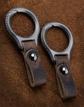 EDC Titanium Alloy + Leather Keychain Portable Removable Key Ring Pendant Tool EDC - KOEEK