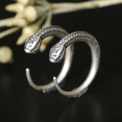 Hot 1 Pair Sterling Silver Snake Hook Stud Earrings for Biker Women Men 07FC0E-D4 - KOEEK