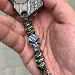Flame TC4 Titanium Punisher Skull Parachute Cord Lanyard Bead Pendant DZ-01F EDC 07FC0E-D4 - KOEEK
