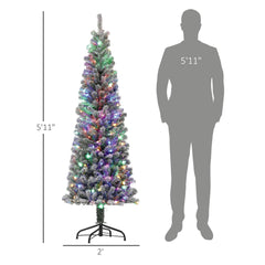 HOMCOM 6 ft Pencil Christmas Tree, Pre-Lit Xmas Tree w/ Dual Color Lights HOMCOM - KOEEK
