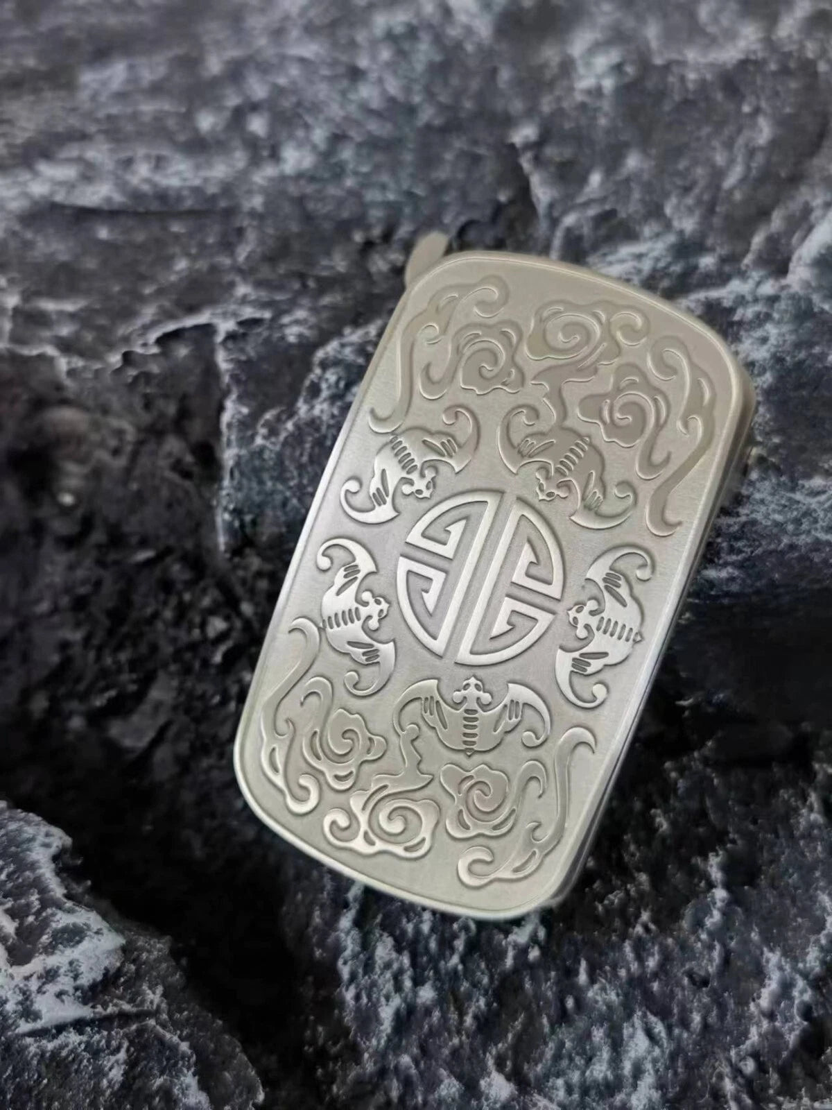 Pure Titanium Men's Belt Pin Buckle Five Blessings Pattern Anti Allergic EDC 07FC0E-D4 - KOEEK