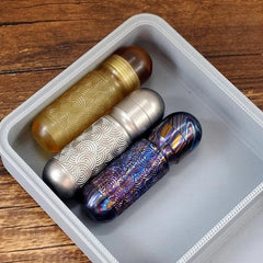 PEI Titanium Damascus Pill Holder Case Container Organizer Waterproof EDC Boxes 07FC0E-D4 - KOEEK