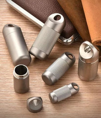 Titanium Waterproof Pill Holder Case Organizer Container Portable Keychain EDC 07FC0E-D4 - KOEEK