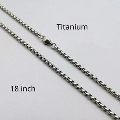 18" Pure Titanium Box Chain Necklace 3mm Men Unisex NO Allergic Skin Care Health 07FC0E-D4 - KOEEK