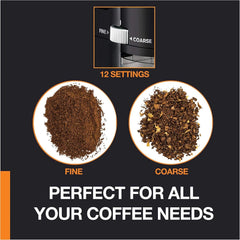 Precision Flat Burr Coffee Grinder, 12 Fineness of Grind Settings, Black 07FC0E-D4 - KOEEK