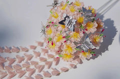 Handwork Japanese Sakura Kanzashi Hairpin Silk Hair Stick Kimono Hair Accessorie 07FC0E-D4 - KOEEK