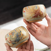 150ml Ceramic Ru Kiln Handpainted Dragon Phoenix Zen Tea-tasting Cup Master Cup 07FC0E-D4 - KOEEK