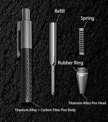 EDC Titanium Alloy Carbon Fiber Ballpoint Pen Business Signature Rollerball Pen 07FC0E-D4 - KOEEK