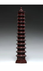 Ebony Wood Wenchang Pagoda 15cm Hand Carved Desk Home Office Decor Ornament 07FC0E-D4 - KOEEK