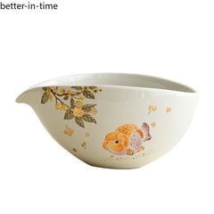 200ml Grass Wood Ash Hand-drawn Koi Fair Cup Ceramic Household Tea Cup Tea Set 07FC0E-D4 - KOEEK