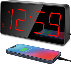 Digital clock, bedroom alarm clock with USB charging port 07FC0E-D4 - KOEEK