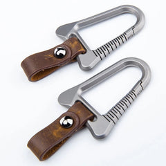 TC4 EDC Titanium Alloy + Leather Keychain Carabiner Portable Car Key Bag Pendant EDC - KOEEK