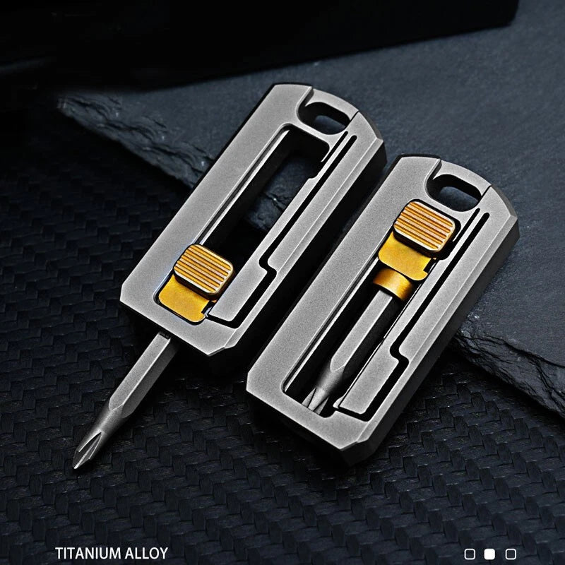 EDC Titanium Alloy Screwdriver Holder Storage Box Dismantling Portable Tools 07FC0E-D4 - KOEEK
