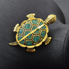 Vintage Turtle Brooch Rhinestone Pin Jewelry Gift 7.5x4.8CM 07FC0E-D4 - KOEEK