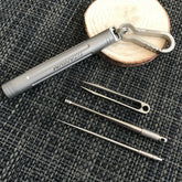 EDC Outdoor Key Titanium TC4 Multi Tools Set Holder Toothpick Tweezers Earpick 07FC0E-D4 - KOEEK