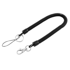 Spiral Coiled Keychain Lanyard Cord with Key Ring Lobster Clasp 38cm 1pcs Black 07FC0E-D4 - KOEEK