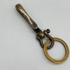 Retro Brass Causal Style Fishhook Key Chain Keyring Shackle Split Ring 07FC0E-D4 - KOEEK