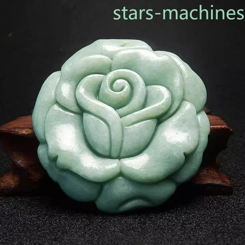 Green Jade Flower Pendant Rich Necklace Hand-carved Exquisite Fashion Jewelry 07FC0E-D4 - KOEEK