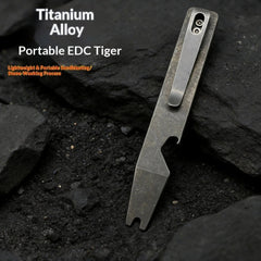 Minimalist TC4 Titanium alloy Pry Bar - with Bottle Opener Multi Tool Back clip 07FC0E-D4 - KOEEK