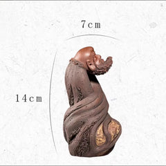 14cm Purple Clay Bodhidharma Sculpture Tea Pet Handmade Decoration Ornament 07FC0E-D4 - KOEEK