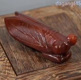 7cm Exquisitely Chinese Jade Red Agate Gold Cicada Pendants Decoration 07FC0E-D4 - KOEEK