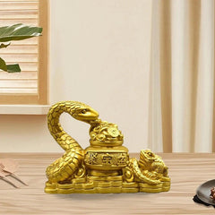 9cm Chinese Treasure Basin Snake Statue Resin Tea Pet Attract Wealth Decoration 07FC0E-D4 - KOEEK