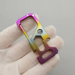 Titanium Alloy Mechanic Key Chain Multi Tools EDC Card Carabiner with Key Ring 07FC0E-D4 - KOEEK