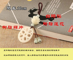 Handmade Lotus Keychain Chinese Style Car Keychain Bag Charm Unisex 07FC0E-D4 - KOEEK