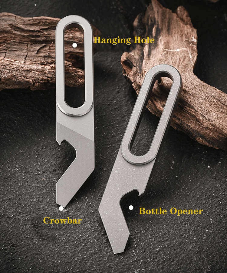 EDC Titanium Keychain Pry Bar Crowbar Pocket Opener Wrench Outdoor Multi Tools 07FC0E-D4 - KOEEK