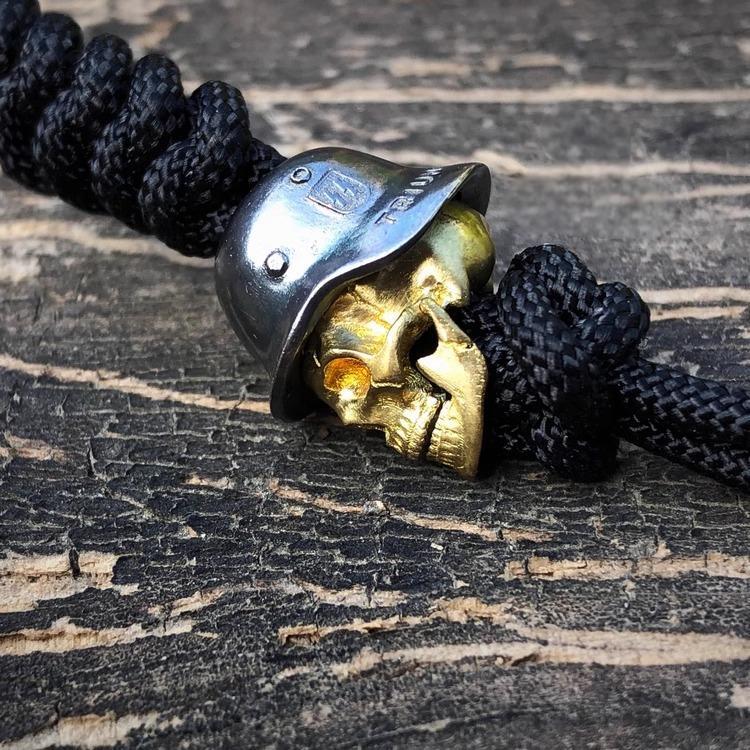 925 Sterling Silver Brass Soldier Skull Knife Lanyard Bead Paracord Pendant EDC 07FC0E-D4 - KOEEK