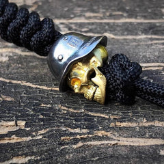 925 Sterling Silver Brass Soldier Skull Knife Lanyard Bead Paracord Pendant EDC 07FC0E-D4 - KOEEK