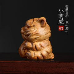 Little Tiger Desktop Decorative Artwork - Animal Zodiac Tiger Cute Wood Carving 07FC0E-D4 - KOEEK