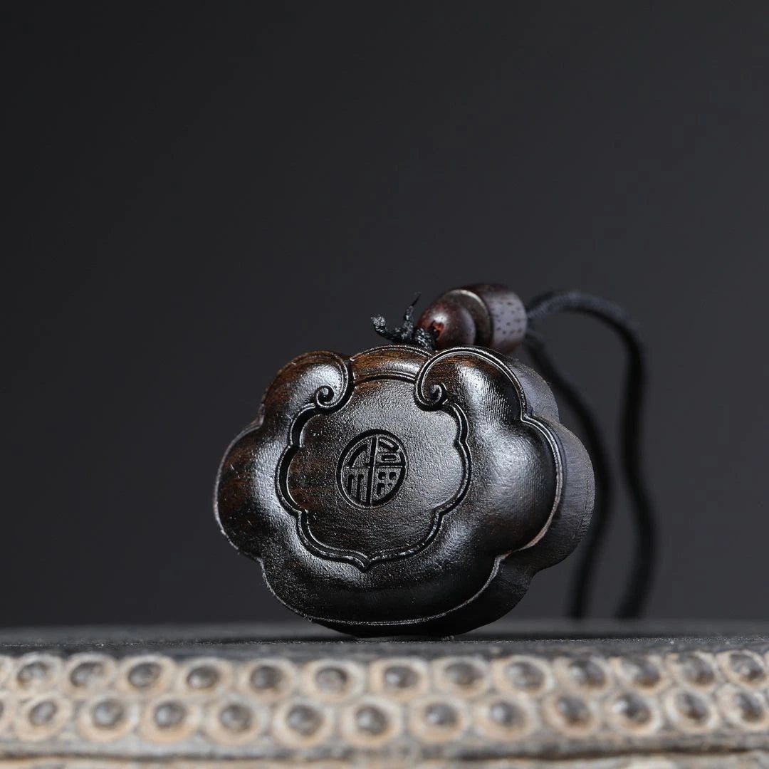 Agarwood Longevity Lock Ruyi Pendant Hand Carved Amulet Women Buddhist Jewelry 07FC0E-D4 - KOEEK