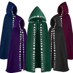 Medieval Reaper Wizard Embroidery Hooded Cloak Cosplay Costumes Halloween Party 07FC0E-D4 - KOEEK