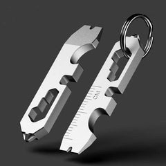 Outdoor Titanium Keychain Pry Bar Crowbar Opener Ruler Wrench Multi Tools EDC 07FC0E-D4 - KOEEK