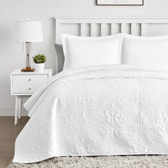 White Quilt Queen Size - Damask Ultrasonic Summer Bedspread Queen, Lightweight 07FC0E-D4 - KOEEK
