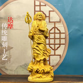 12cm Boxwood Carved Dharma Master One Bamboo Crossing Figurine Home Décor Gift 07FC0E-D4 - KOEEK