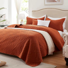 Comforter Set King 3-Piece, Lightweight Burnt Orange/Rust Shams