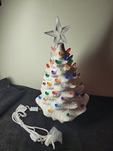 WHITE CERAMIC CHRISTMAS TREE WITH MULTI COLOR LIGHTS UP 15" Tall WHITE - KOEEK