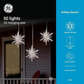 GE Christmas 3D Hanging Star 50 Light Decoration 14” Indoor/Outdoor NOS GE - KOEEK