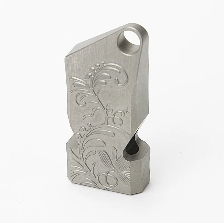 EDC Titanium TC4 Portable Carving Flower Metal Treble Whistle Outdoor Survival 07FC0E-D4 - KOEEK
