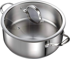 Dutch Crock Pot with Glass Lid, 7Quart Classic Stainless Steel Crock Pot, Silver 07FC0E-D4 - KOEEK