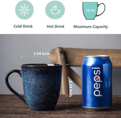 Coffee Mug Set, 12 oz, Set of 6, (Blue)