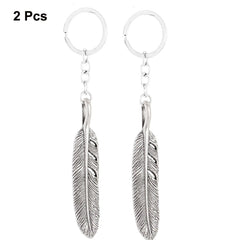 Feather Shaped Pendant Keyring Keychain Key Ring Holder Ornament 2 Pcs 07FC0E-D4 - KOEEK