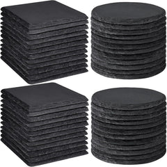 48 PCS Bulk Slate Coasters, 4-Inch Black Stone Coasters, Home Décor 07FC0E-D4 - KOEEK