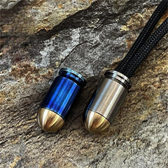 Titanium Brass Bullet Shape Knife Lanyard Bead Paracord Pendant Zipper Pull EDC 07FC0E-D4 - KOEEK