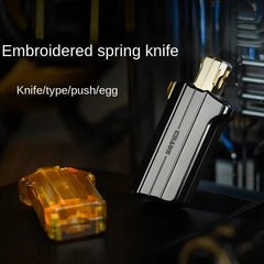 MUYI Embroidered Spring Knife EDC Metal Mechanical Magnet Double Structure Push 07FC0E-D4 - KOEEK